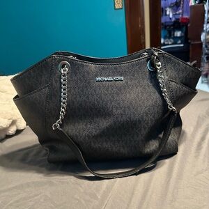 Michael Kors Jet Set Large Signature Logo Shoulder Bag in logo-print canvas